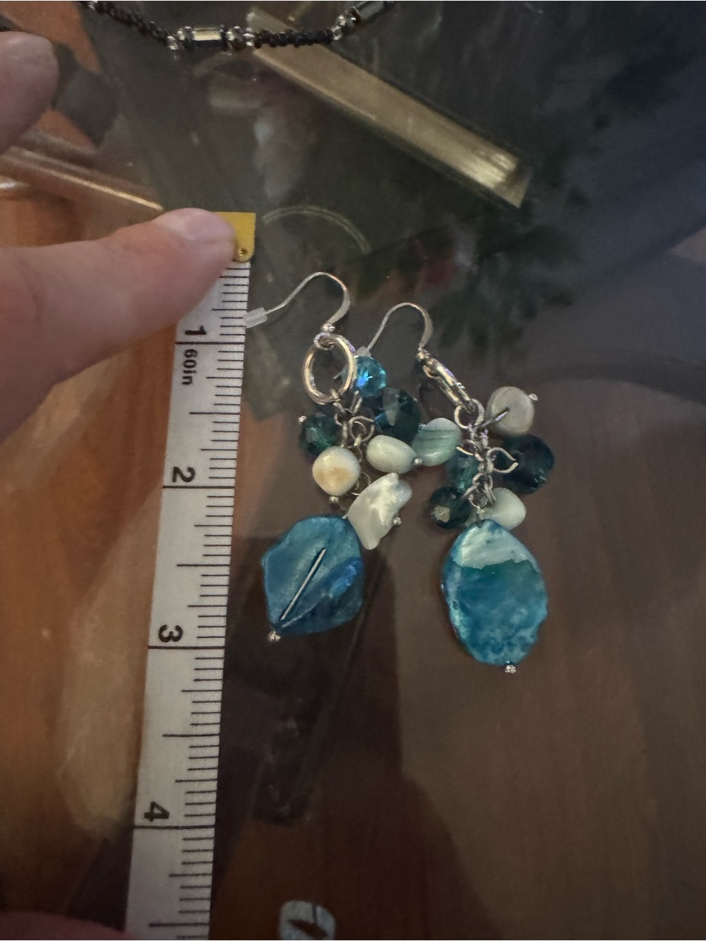 Handmade Blue Cluster Drop Earrings